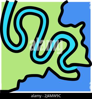 immagine vettoriale dell'icona del colore del fiume meandering Illustrazione Vettoriale