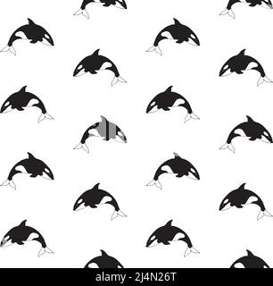 Vettore senza giunture modello di boodle disegno a mano killer balena isolato su sfondo bianco Illustrazione Vettoriale