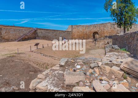 Fortezza di Alcazaba nella città spagnola di Merida Foto Stock
