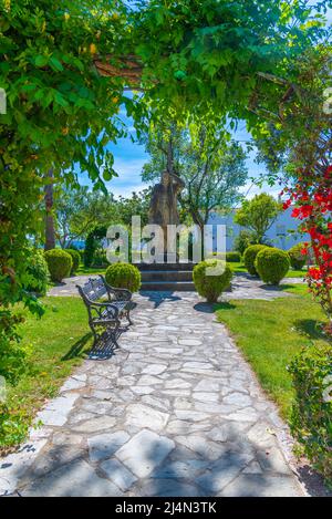 Statua di Cristoforo Colombo al parco Santa Lucia a Jerez de los Caballeros, Spagna Foto Stock