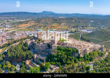Veduta aerea di Fortaleza de la Mota nella città di Alcala la Real in Spagna Foto Stock