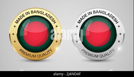 Prodotto in Bangladesh grafica ed etichette set. Alcuni elementi di impatto per l'uso che si desidera fare di esso. Illustrazione Vettoriale