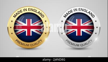 Set di etichette e grafica Made in England. Alcuni elementi di impatto per l'uso che si desidera fare di esso. Illustrazione Vettoriale