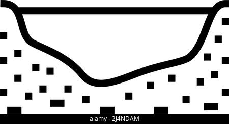 immagine vettoriale dell'icona della linea del letto del fiume Illustrazione Vettoriale