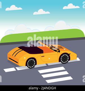 3D auto che scivola lungo la strada Illustrazione Vettoriale