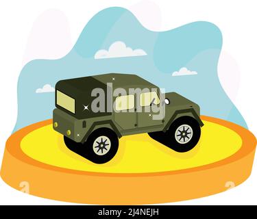 Isolato 3D rendering di un vettore jeep verde Illustrazione Vettoriale