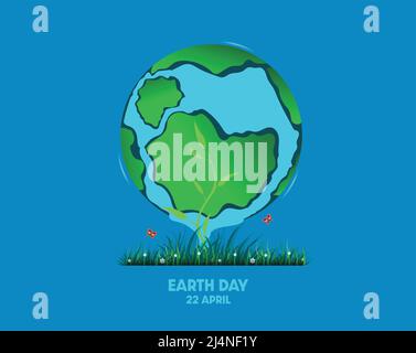 Giornata della Terra. Illustrazione del banner del giorno della Terra felice per la celebrazione della protezione ambientale. Illustrazione vettoriale. Cura della natura. Illustrazione Vettoriale