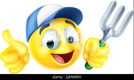 Giardiniere Emoticon viso Cartoon Illustrazione Vettoriale