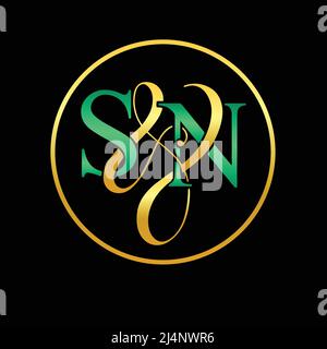 Lettere alfabetiche iniziali logo monogramma SN, NS, S e NYS o N&S gratis per scaricare disegni Illustrazione Vettoriale