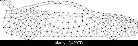 Concetto della vettura, punto e linea di composizione sono collegati ad una vettura Illustrazione Vettoriale
