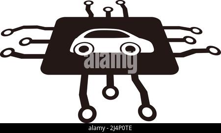 Autonomous self-driving concept, no touching, artificial intelligent, vector Stock Vector