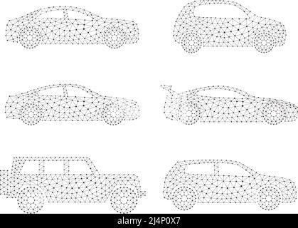Concetto della vettura, punto e linea di composizione sono collegati ad una vettura Illustrazione Vettoriale