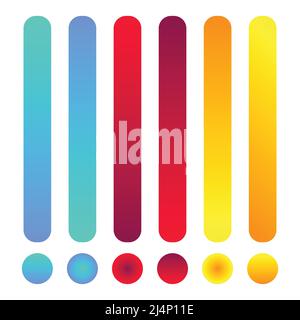 Bella collezione gradiente. Multicolore verde viola giallo arancio rosa ciano rampe, colorati soft tondo tasti vettore set Premium Vector Illustrazione Vettoriale