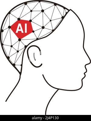 Microchip nella testa di Cyborg, concetto di intelligenza artificiale. Illustrazione vettoriale Illustrazione Vettoriale