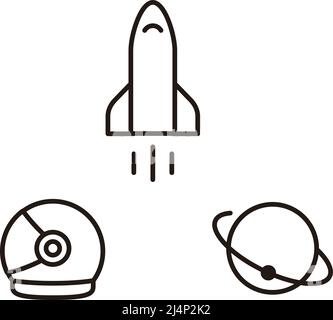Rocket, Space Suit e icona terra Illustrazione Vettoriale