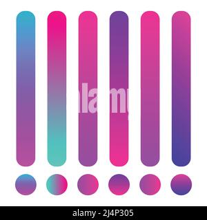 Bella collezione gradiente. Multicolore verde viola giallo arancio rosa ciano rampe, colorati soft tondo tasti vettore set Premium Vector Illustrazione Vettoriale