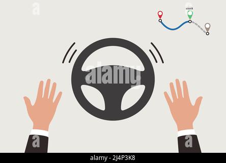 Autonomous self-driving concept, no touching, artificial intelligent, vector Stock Vector