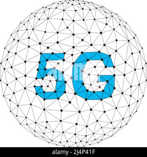 Sistemi wireless di rete mobile di 5G 5th generazione. Tecnologie wireless e reti mobili, Illustrazione Vettoriale