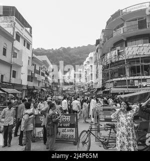 Haridwar, India, 02 2021 ottobre - Har Ki Pauri è un famoso ghat sulle rive del Gange in Haridwar, India, tempio indiano sulle rive del Gange, Foto Stock