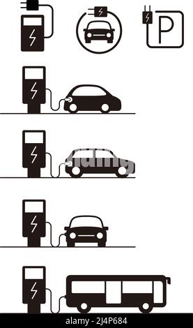 Icona della stazione di ricarica per auto elettriche, icona del vettore Illustrazione Vettoriale