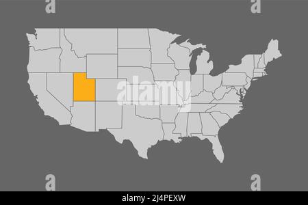 Mappa degli Stati Uniti con Highlight Utah Illustrazione Vettoriale