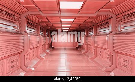 3D rendering del laboratorio SIFI nello spazio rosa con la potenza del bianco Foto Stock