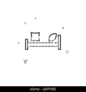 Letto, camera da letto semplice icona linea vettoriale. Mobili per la casa. Simbolo, pittogramma, segno isolato su sfondo bianco. Tratto modificabile. Regolare lo spessore della linea. Illustrazione Vettoriale