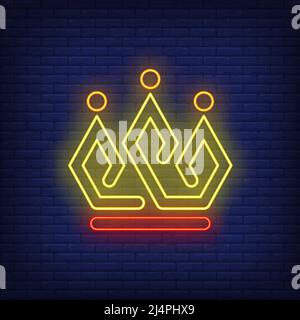 Luminoso cartello al neon Crown. Autorità, ricchezza, design di lusso. Insegna al neon notturna, cartellone colorato, banner chiaro. Illustrazione vettoriale in stile neon. Illustrazione Vettoriale