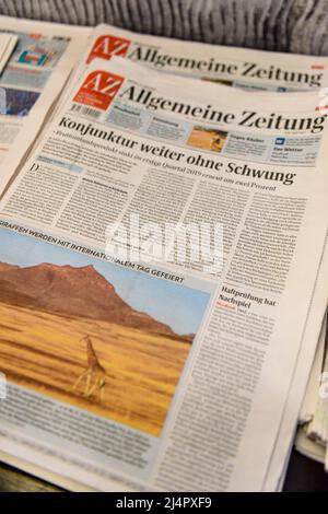 Allgemeine Zeitung, il più antico giornale pubblicato in Namibia, e l'unico documento in lingua tedesca del paese Foto Stock