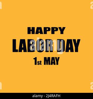 Testo Maggio 1, Happy Labor Day. Illustrazione vettoriale piatta. Illustrazione Vettoriale