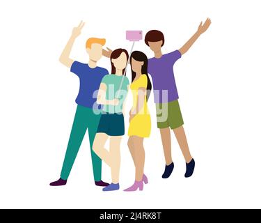 Gruppo di persone stanno avendo Selfie insieme Illustrazione vettore Illustrazione Vettoriale