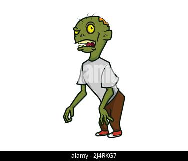 Illustrazione dettagliata di Zombie Mascot con Cartoon Style Vector Illustrazione Vettoriale