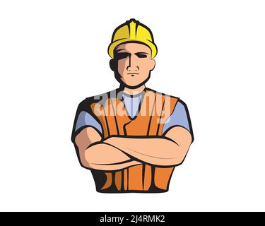 Vettore di illustrazione del personaggio di Edile Worker Illustrazione Vettoriale