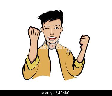 Vector illustrazione uomo entusiasta e appassionato Illustrazione Vettoriale