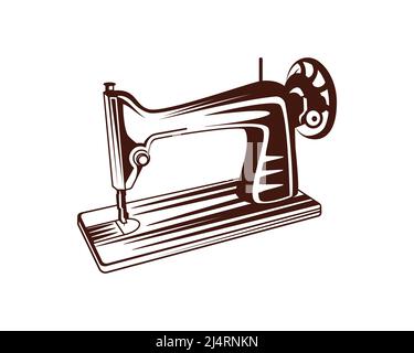 Illustrazione della macchina da cucire vintage con vettore stile silhouette Illustrazione Vettoriale