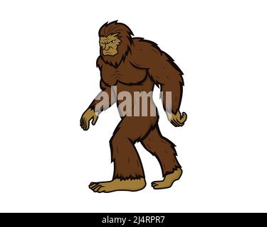 Illustrazione dettagliata di Bigfoot con movimento a piedi Vector Illustrazione Vettoriale