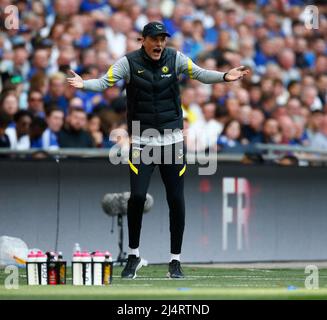 Londra, Regno Unito. 17th Apr 2022. LONDRA, INGHILTERRA - APRILE 17:il manager del Chelsea Thomas Tuchel durante la semifinale della fa Cup tra il Crystal Palace e il Chelsea al Wembley Stadium, Londra, UK 17th Aprile 2022 Credit: Action Foto Sport/Alamy Live News Foto Stock