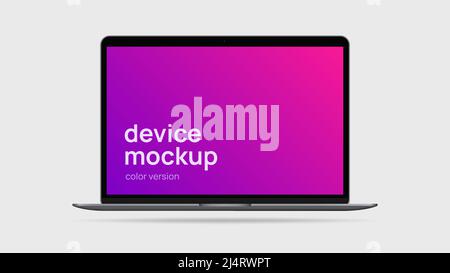 Mockup laptop con schermo sfumato rosa modificabile. Illustrazione vettoriale Illustrazione Vettoriale