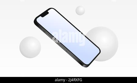 Semplice Mockup per smartphone con 3D bolle bianche. Illustrazione vettoriale Illustrazione Vettoriale