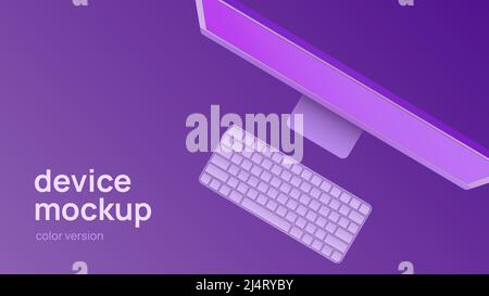 Mockup del personal computer. Viola colorato tema. Illustrazione vettoriale Illustrazione Vettoriale