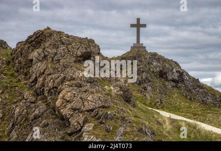 St Dwynwen's Cross, Newborough, Anglesey, Galles nord-occidentale Foto Stock