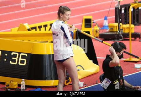 Margot CHEVRIER di Francia finale Pole Vault Donne durante il Mondiale Atletica Indoor Championships 2022 il 19 marzo 2022 allo Stark Arena di Belgrado, Serbia - Foto Laurent Lairys / DPPI Foto Stock