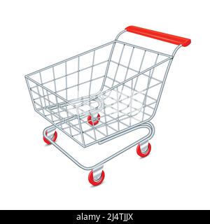 Supermercato vuoto carrello 3d isolati su sfondo bianco illustrazione vettoriale Illustrazione Vettoriale