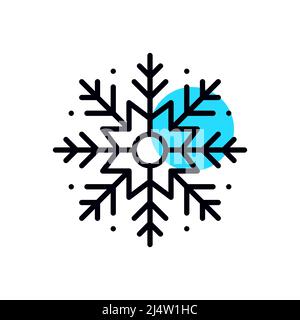 Icona fiocco di neve. Inverno neve tempo, simbolo di Natale. Icona geometrica pixel Perfect, tratto modificabile Illustrazione Vettoriale