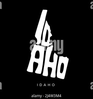 Tipografia della mappa dello stato dell'Idaho. Tipografia mappa Idaho. Lettere Idaho. Illustrazione Vettoriale