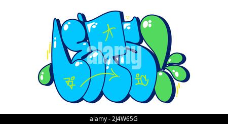 Astratto stile Graffiti Street Art Word consente di lettere Vector Illustration Template Illustrazione Vettoriale