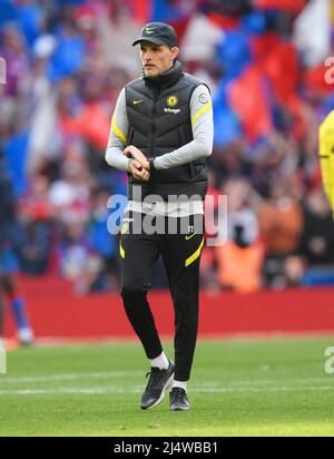 Londra, Regno Unito. 17th Apr 2022. 17 Aprile 2022 - Chelsea v Crystal Palace - Emirates fa Cup - Semifinale - Stadio di Wembley Chelsea Manager Thomas Tuchel dopo la Coppa fa Semifinale contro Crystal Palace Picture Credit : Credit: Mark Pain/Alamy Live News Foto Stock