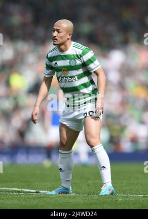 Glasgow, Regno Unito. 17th Apr 2022. Daizen Maeda di Celtic durante la partita della Scottish Cup a Hampden Park, Glasgow. Il credito d'immagine dovrebbe leggere: Neil Hanna/Sportimage Credit: Sportimage/Alamy Live News Foto Stock