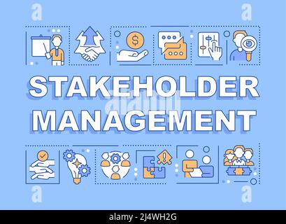 Stakeholder Management Word Concepts blue banner Illustrazione Vettoriale