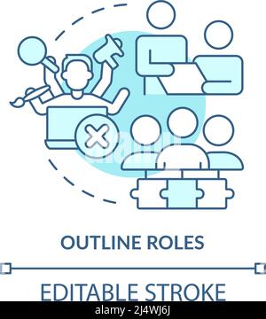 Delineare ruoli turchese concetto icona Illustrazione Vettoriale